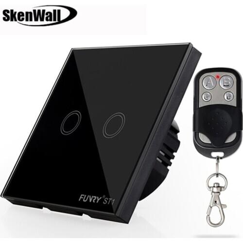 EU Standard 2Gang 170-240V 433MHz Wall Switch Touch Switch Smart Remote Control Luxury Crystal Glass Surface Waterproof 86*86mm