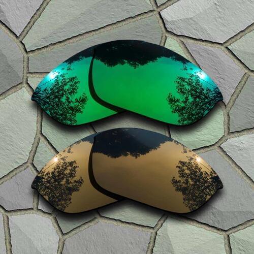 Jade Green&Bronze Copper Sunglasses Polarized Replacement Lenses for Oakley Half Jacket 2.0