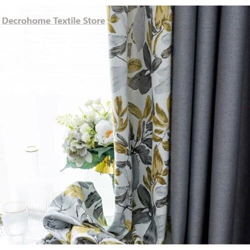 The two-sided hemp-colored curtains earl Nye Nordic minimalist bedroom living room fully obscured custom curtain cloth