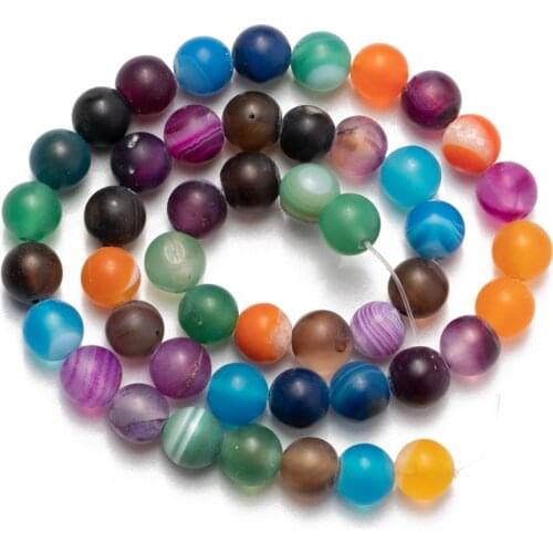 Wholesale Natural Stone Matte Colorful Stripe Agates Beads Loose Beads for Jewelry Making 4 6 8 10 12mm DIY Bracelet Necklace