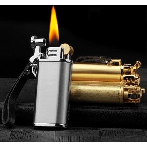 Original copper vintage kerosene lighter leather pendant old grinding wheel cigarette lighter