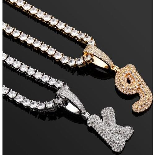 GUCY New Cubic Zircon Letter Pendant Necklace Gold And Silver Color Hip Hop Jewelry For Men/Women Gift