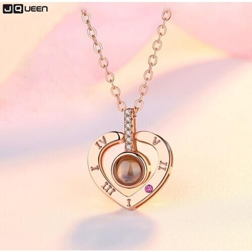 Custom Love Memory Wedding Necklace S925 Silver 100 Languages I Love You Projection Pendant Necklace For Women Female Charm Gift