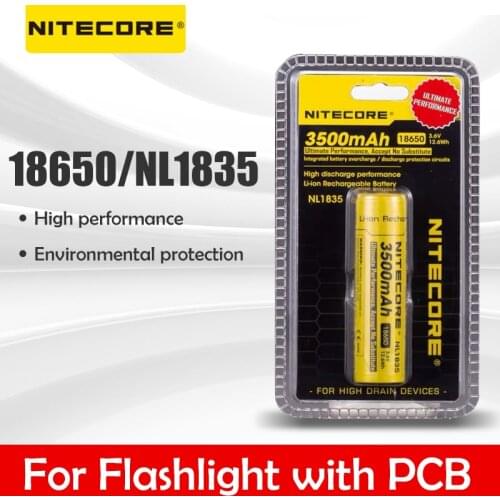 Nitecore 3.6V 3500mAh 12.6Wh 18650 NL1835 Rechargeable Lithium Li-on Battery With PCB For Flashight High Drain Devices 500 cycle