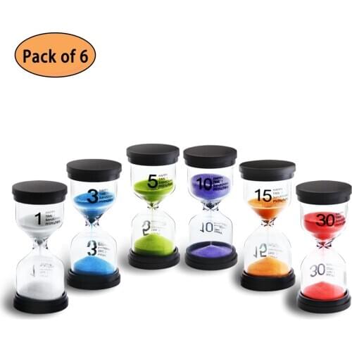 Sand Timer 6 Colors Hourglass Timer 1min / 3mins / 5mins / 10mins / 15mins /30mins Sandglass Timer, Home Office Timers