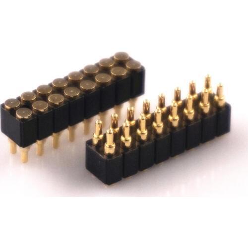 50pcs Spring Loaded Pogo Pin Connector 16 Pin 2.54 mm Pitch 8.0 mm Height Surface Mount SMT Vertical Dual Row 2x8 16 Poles