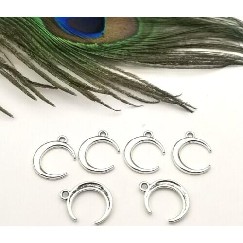 10pcs Zinc Alloy Moon Pendant 16x16mm Antique Jewelry Making DIY Craft
