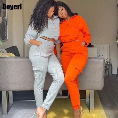 Casual Tracksuit Women Two Piece Outfits Sports Fitness Joggers Women Set Suits Crop Tops Pants Set Autumn 2 Piece Matching Sets