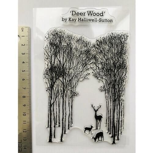 Deer Rubber Stamp Christmas Transparent Christmas Deer Trees Scene Theme Silicone Stamp DIY Craft Scrapbook Album Decorative