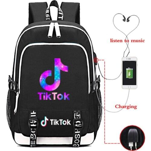 Tik Tok Backpack USB Charge Laptop Mochilas Shoulders men and women Fashion Waterproof Travel Backpack School Bag