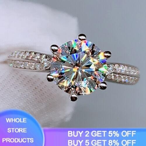 With Certificate Original 925 Silver 9mm 3.0 Carat Zirconia Diamond Wedding Rings for Women Christmas Gift Silver 925 Jewelry
