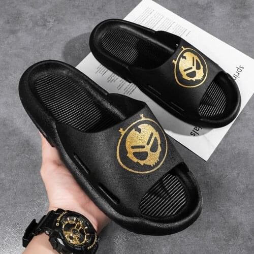 Fashion Printing Black Slippers Men Comfortable Soft House Sandals Men Indoor Non-slip Mens Slides Flip Flops zapatillas de casa