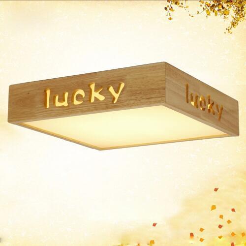 Modern LED Square Wood Lucky Living Room Ceiling Lamp Bedroom Wood Panel Acylic Study Room Ceiling Lights