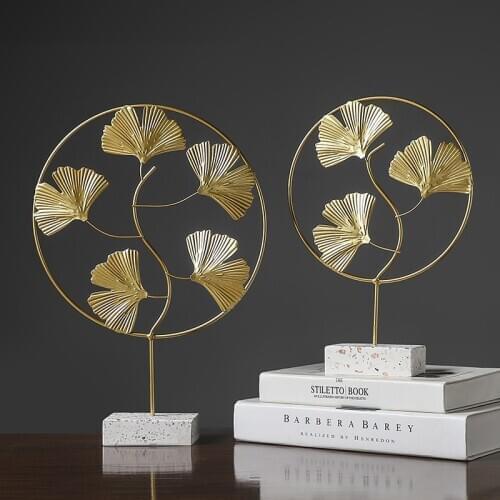 Light Luxury Style Ginkgo Biloba Decoration Metal Material Desktop Decoration Living Room Cabinet Decoration