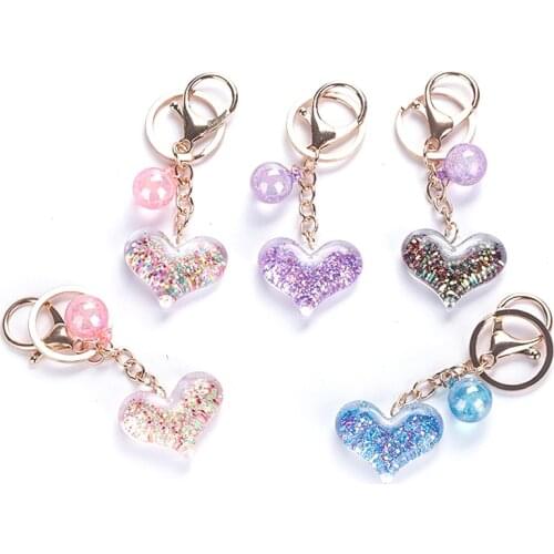 Creative Mobile Phone Bag Car Pendant Keychain Transparent Heart-shaped Keychain Fashion Stereo key Ring Cute Love Key Acces