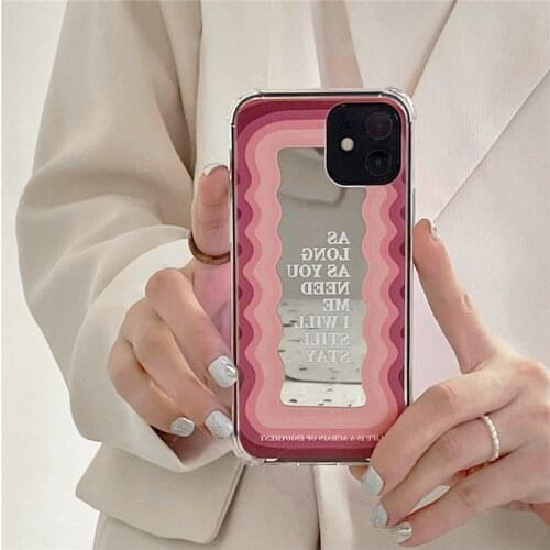 Ins Wavy Mirror Phone Cases for IPhone 12 Pro Max 11 Pro Max X XS XR 7 8 Plus SE2020 12 Pink Case Cover for Girl