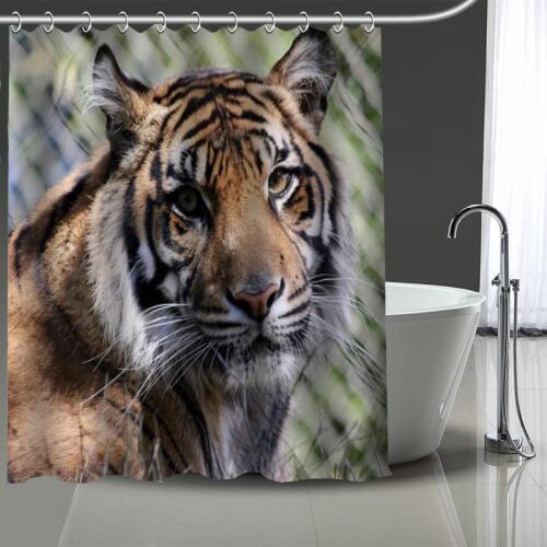 Custom tiger Printed Shower Curtain Bathroom Waterproof Polyester Washable Home Bath Decor Curtains With Hooks