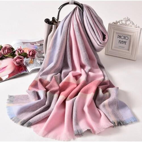 Women 100% Wool Scarf Shawls and Wraps for Ladies New Bufanda Winter Foulard Femme Warm Cashmere Echarpe Pure Wool Scarves Plaid