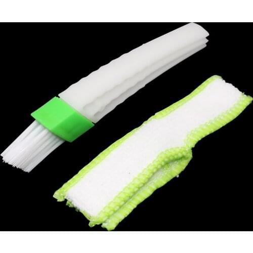 1 Pcs 2In1 Green Car Air-conditioner Outlet Dirt Duster Cleaner Brush Air Conditioning Vent Blinds Cleaning Brush Accessories