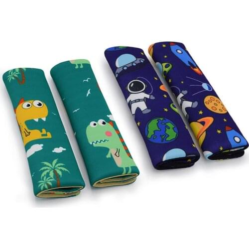 2Pcs Car Safety Seat Belt Shoulder Cushion Pillow For Kids Dinosaur Car Seat Belt Cover Pad Head And Neck Support Pillow