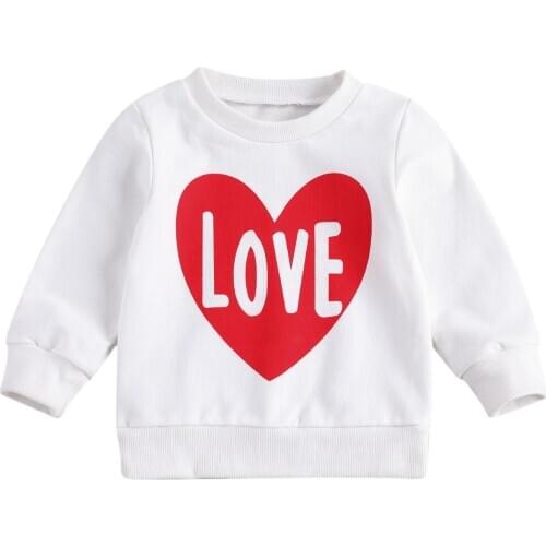 2021 0-6Y Valentines Day Toddler Baby Girl Sweatshirt LOVE Letter Heart Print Long Sleeve Top Pullovers Spring Autumn Outwear