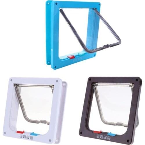 4 Way Lockable Dogs Cat Security Flap Door Kitten Puppy Pets Plastic Gate