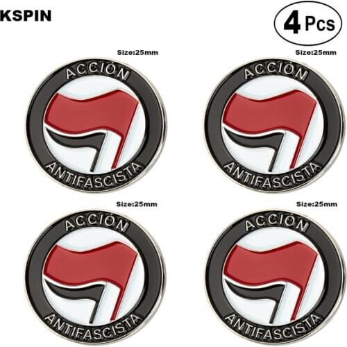 Accion Antifascista Flag Badg Pin Lapel Pin Badge Brooch Icons 4pcs