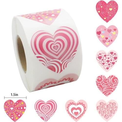 500pcs/roll Valentines Day Heart Stickers DIY Multi-function Self-adhesive Seal Sticker Gift Packaging Label Tags Decorate