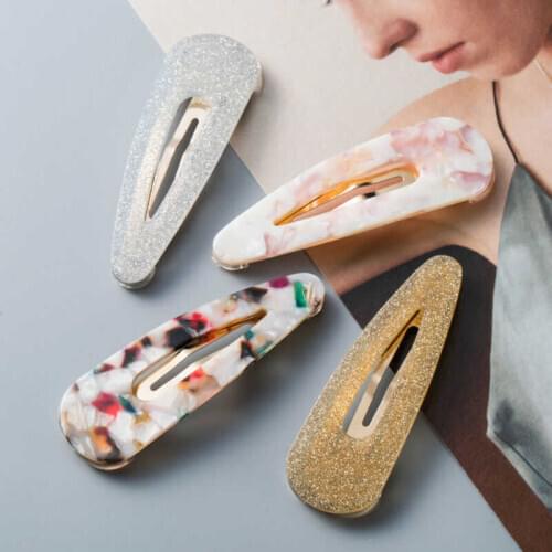 Slide Clips Snap Hairpin Acrylic Pins Barrette Hair Womens Gift Accessories