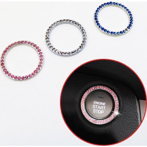Car Accessories Engine Start Stop One-key Push Button Ignition Circle Ring Keyless Cover Trim Crystal Diamond Parts Decorate