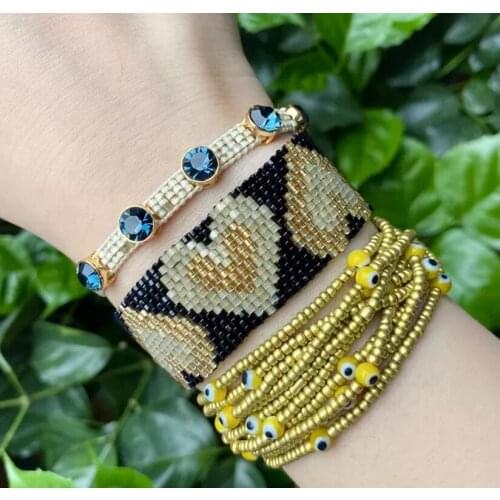 Pretty Bead Miyuki fashion jewelry bracelet crystal rhinestone love Miyuki bracelet fashion Miyuki seed bead eyes bracelet