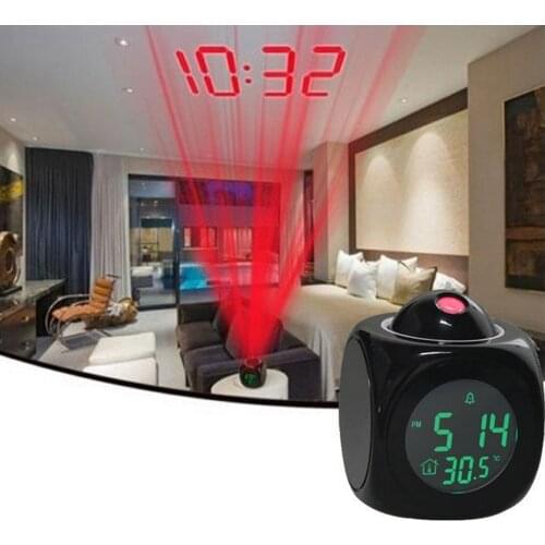 Digital Alarm Clock Multi-Function With Voice Talking LED Adjustable Swivel Projection Automatic Detect Real-time Temperature