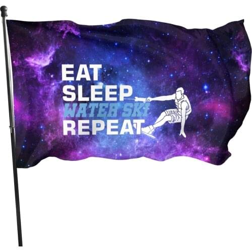 Eat Sleep Water ski Repeat Flags 3x5 Outdoor Decorative Summer Funny Flag Indoor Garden Decoration