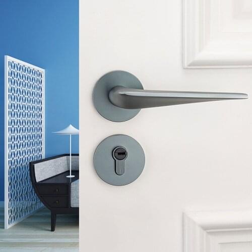European bedroom door lock indoor door lock split lock toilet gray door handle solid wood door mute handle lock