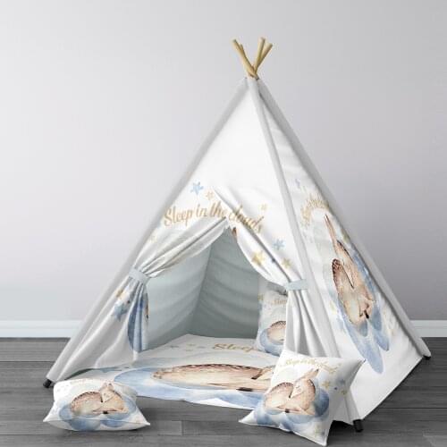 Play Tent for Kids Wigwam Portable Indoor Playground Tents Children Bedrooms White Deer Cloud Sleep Model 207