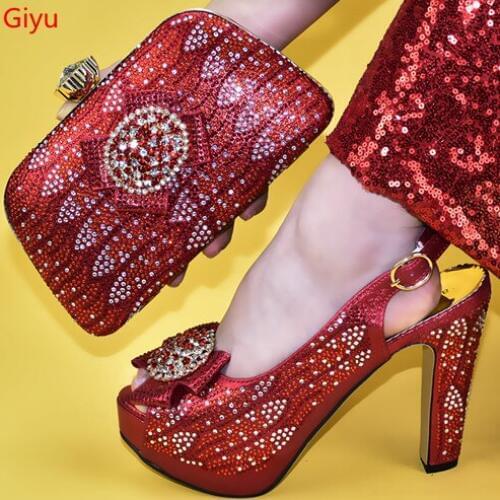 Doershow African Shoes And Bags To Match Set beautiful Women Shoes And Bag Sets Italian Shoes And Bag Set For Party HYY1-13