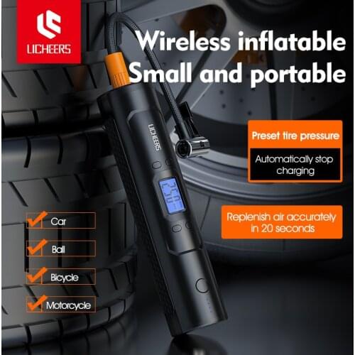 Licheers Rechargeable Air Pump Tire Inflator Cordless 12V 150PSI Portable Compressor Digital Car Tyre Pump for Car Bicycle Balls