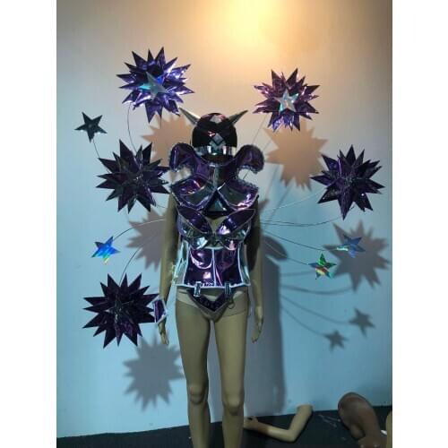 Halloween costumes Party girl Purple armor space warrior cosplay costume bar commercial dance team parade custom