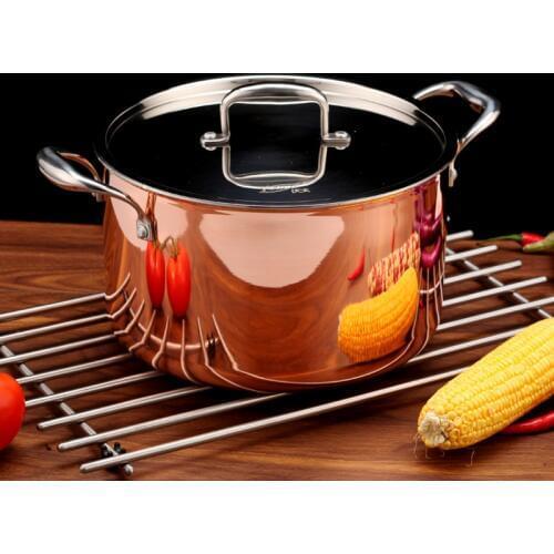 5500ml Cookware Hotpot Stock Pots Cookware Noodle Pot 3-ply Copper Inox Cooking Casserole