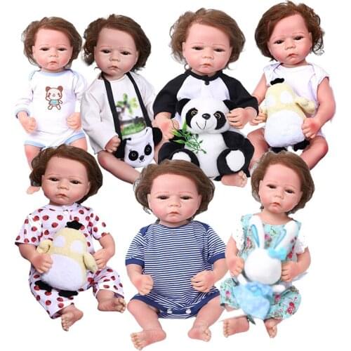 48cm Reborn Doll Full Silicone Baby with Curly Hair Realistic Baby Doll Soft Touch Fresh Color Reborn Dolls Toys for Children