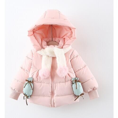 2020 Autumn Winter Kids Jacket for Girls Hooded Thick Warm Children Outwears Infant Overcoats Baby Girl Coats Toddler Clothes