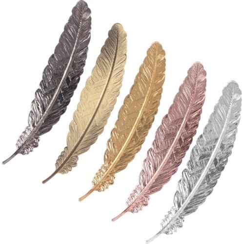B2RC Creative Retro Feather Shaped Metal Bookmark Page Marker For Books Office School