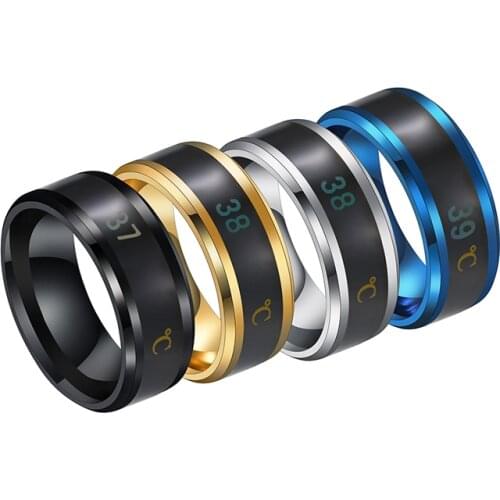 Trendy Temperature Ring Stainless Steel Mood Emotion Feeling Intelligent Temperature Sensitive Couple Ring for Women Men Jewelry