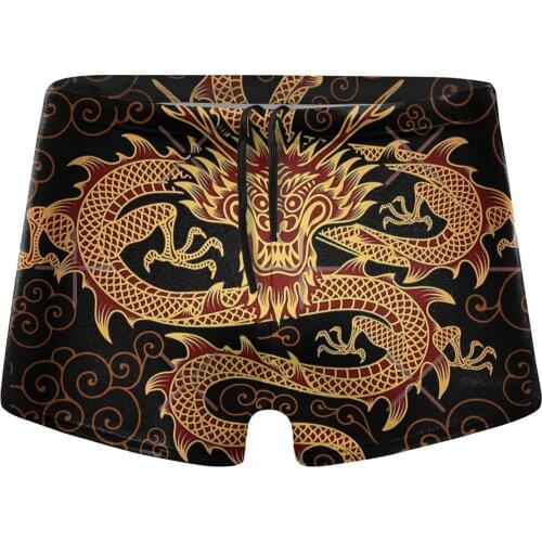 Men Chinese Art beach swimming trunks Dragon Tattoo Swimsuit Boy for the sea Pool