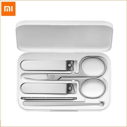 Original XIAOMI MIJIA Nail Clippers Set 5Pcs Stainless Manicure Pedicure Nail Clipper Cutter Nail File Ear Pick with Storage Box