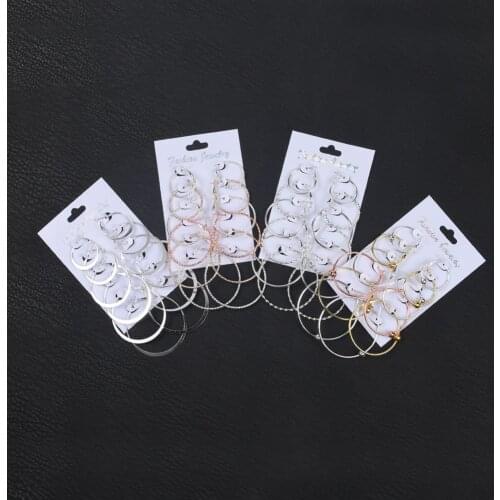 6 Pairs/Set 2021New Fashion Round Circle Hoop Earrings Set For Women Girl Punk Style Brincos Round Earrings Party Jewelry Gift
