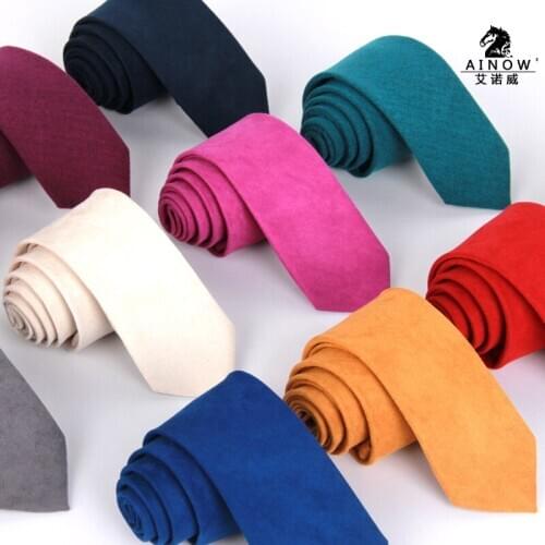 New fashion designer high quality mens neck tie solid 6cm for wedding narrow woolen cashmere fedex 100pcs/lot