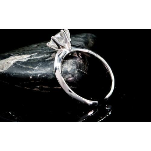 Real 18k White Gold Plated 1.0CT carat 6.5mm Round Briiliant Cut DF Color Moissanite Engagment Ring Classic 6 Prongs Open Ring