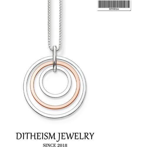 Link Chain Necklace Circles, 2018 Fashion 925 Sterling Silver Jewelry European Classic Gift For Women Girls