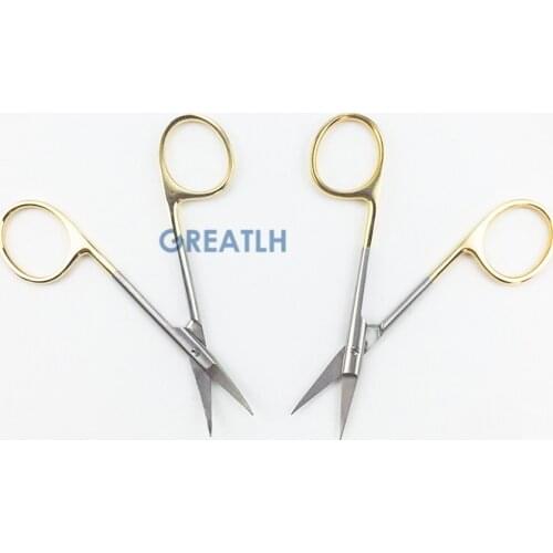 Plastic surgery scissors gold handle 9.5CM Ordinary surgical eye scissors beauty scissors cut tissue